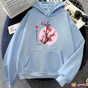 Red Sakura Branch Moon Unisex Hoodie-Kawaii Dream