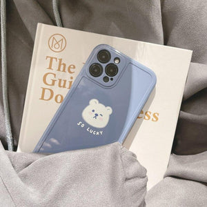 Retro Kawaii Lucky White Bear iPhone Case-Kawaii Dream