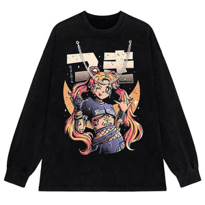 Rock On Usagi Tsukino Stone Wash Sweatshirt-Kawaii Dream