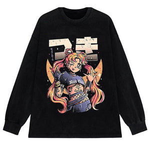 Rock On Usagi Tsukino Stone Wash Sweatshirt-Kawaii Dream