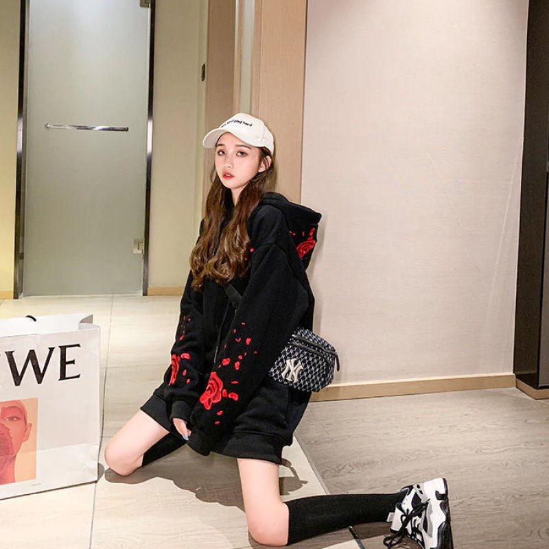 Romantic Couple Red-crowned Cranes Hoodie-Kawaii Dream