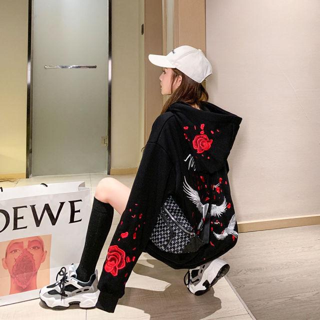 Romantic Couple Red-crowned Cranes Hoodie-Kawaii Dream