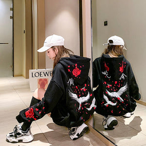 Romantic Couple Red-crowned Cranes Hoodie-Kawaii Dream