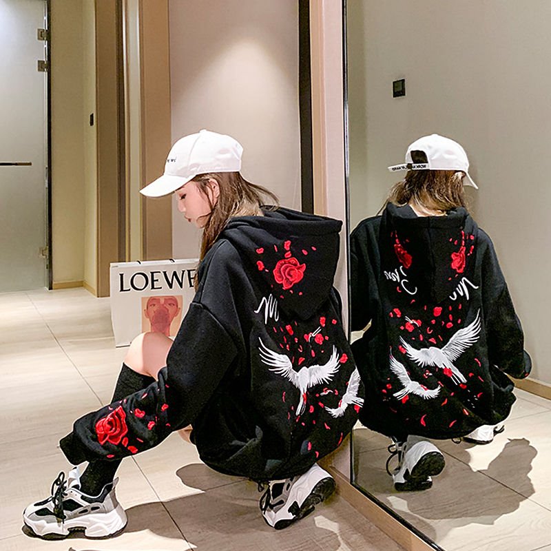 Romantic Couple Red-crowned Cranes Hoodie-Kawaii Dream
