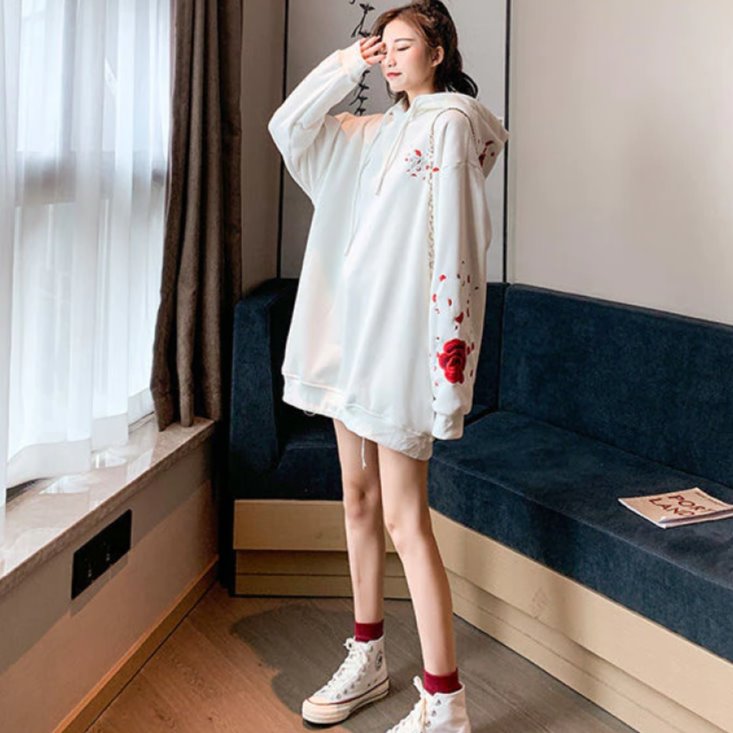 Romantic Couple Red-crowned Cranes Hoodie-Kawaii Dream