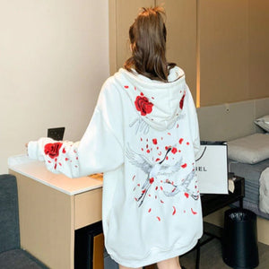 Romantic Couple Red-crowned Cranes Hoodie-Kawaii Dream