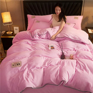 Rose Gray Pink Velvet 3 Pc Bedding Set-Kawaii Dream