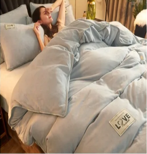 Rose Gray Pink Velvet 3 Pc Bedding Set-Kawaii Dream