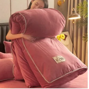 Rose Gray Pink Velvet 3 Pc Bedding Set-Kawaii Dream