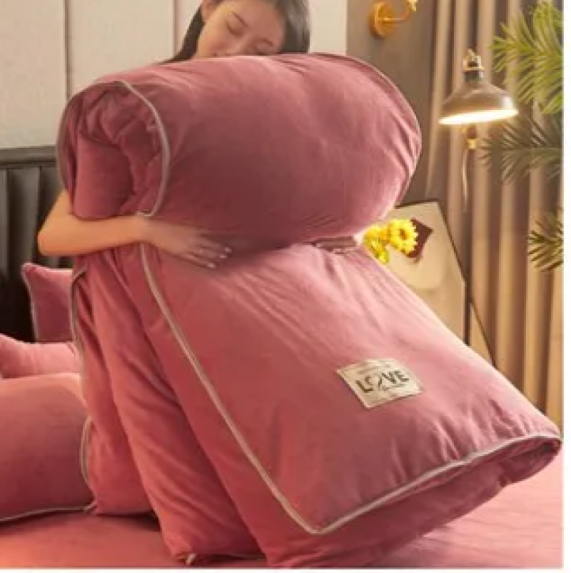 Rose Gray Pink Velvet 3 Pc Bedding Set-Kawaii Dream