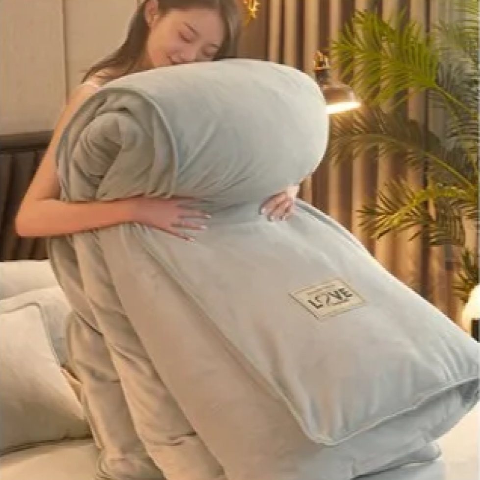 Rose Gray Pink Velvet 3 Pc Bedding Set-Kawaii Dream