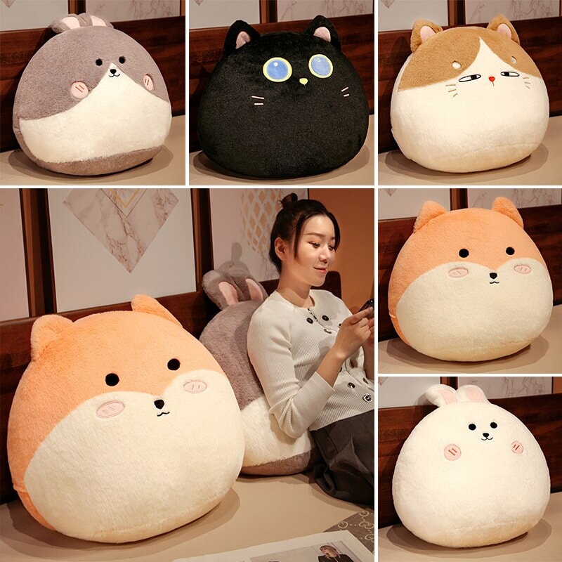 Round Cat Bunny Fox Pillow Plushie Collection-Kawaii Dream