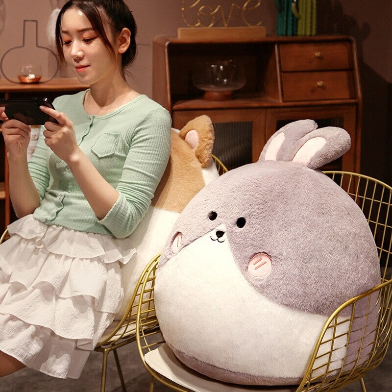 Round Cat Bunny Fox Pillow Plushie Collection-Kawaii Dream