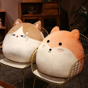 Round Cat Bunny Fox Pillow Plushie Collection-Kawaii Dream