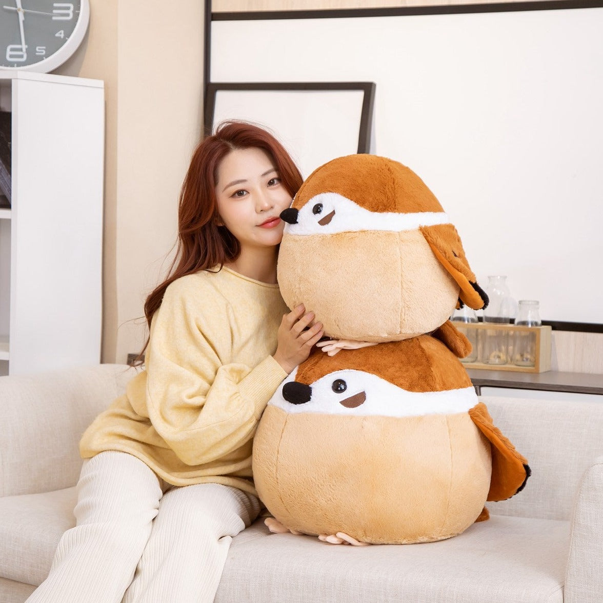 Round Chonky Sparrow Raven Crow Bird Plushies-Kawaii Dream