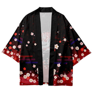 Royal White Crane Blood Moon Sakura Unisex Kimono-Kawaii Dream