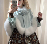 Sweet Lolita Bow Furry Hooded Cloak Coat