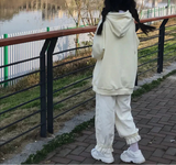 Sweet Lace Bow Corduroy Wide Leg Pants