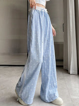 Pink Bow Lace Wide Leg Pants