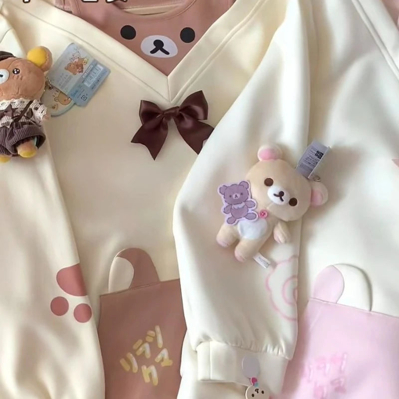 Kawaii Bear Bow Off-Shoulder Tee
