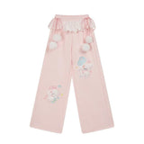 Pink Puppy Lace Wide Leg Sweatpants