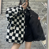 Plaid Reversible Lamb Wool Stand Collar Jacket