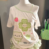 Cartoon Off-Shoulder Tee