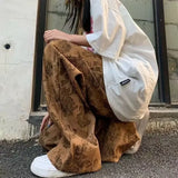Floral Corduroy Cargo Pants High Waist