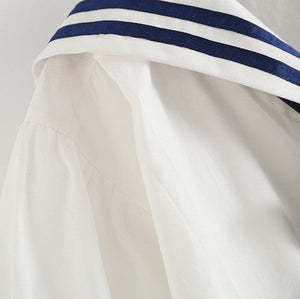 Sailor Moon Inspired Collar White Blue College Shirt Tie Women's Top-Kawaii Dream