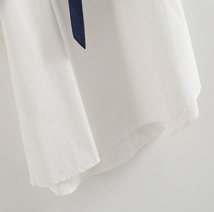 Sailor Moon Inspired Collar White Blue College Shirt Tie Women's Top-Kawaii Dream