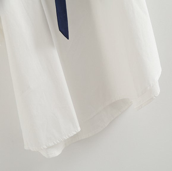 Sailor Moon Inspired Collar White Blue College Shirt Tie Women's Top-Kawaii Dream