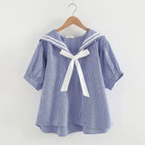 Sailor Moon Inspired Collar White Blue College Shirt Tie Women's Top-Kawaii Dream