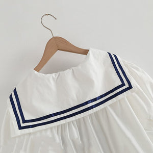 Sailor Moon Inspired Collar White Blue College Shirt Tie Women's Top-Kawaii Dream