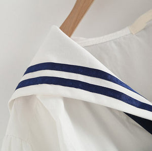 Sailor Moon Inspired Collar White Blue College Shirt Tie Women's Top-Kawaii Dream