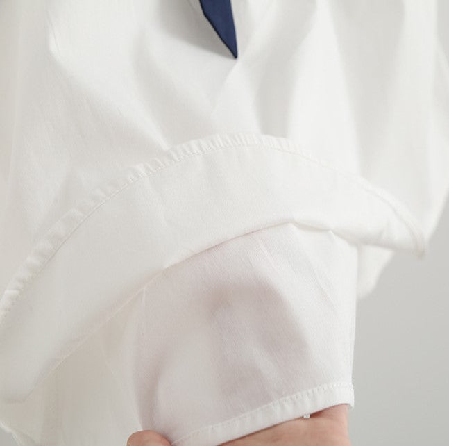 Sailor Moon Inspired Collar White Blue College Shirt Tie Women's Top-Kawaii Dream