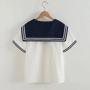 Sailor Moon Inspired Collar White Navy College Women's Shirt Top-Kawaii Dream