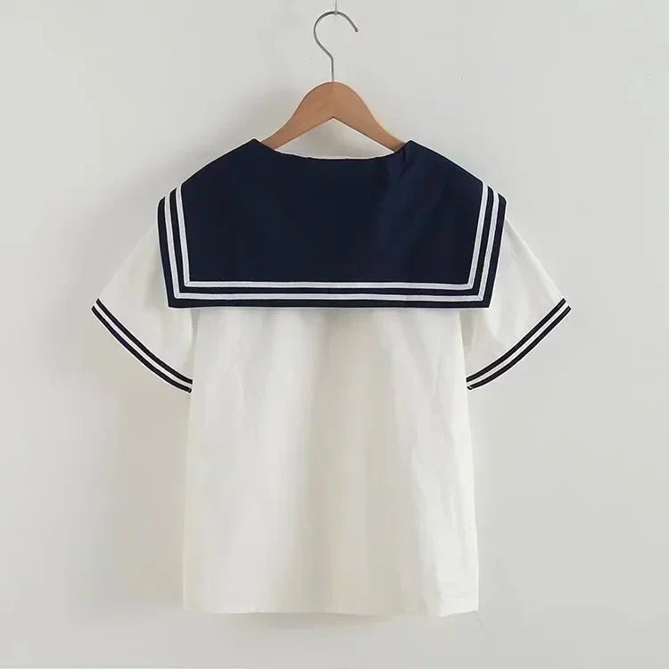 Sailor Moon Inspired Collar White Navy College Women's Shirt Top-Kawaii Dream