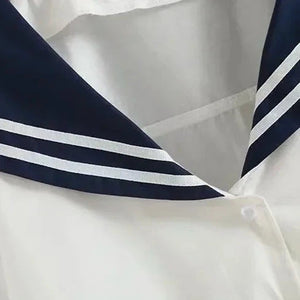 Sailor Moon Inspired Collar White Navy College Women's Shirt Top-Kawaii Dream