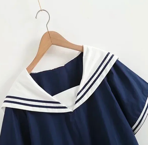 Sailor Moon Inspired Collar White Navy College Women's Shirt Top-Kawaii Dream
