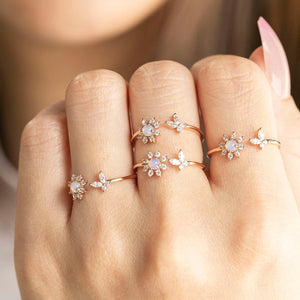 Sakura Butterfly Gold-plated Adjustable Rings-Kawaii Dream