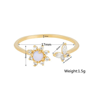 Sakura Butterfly Gold-plated Adjustable Rings-Kawaii Dream