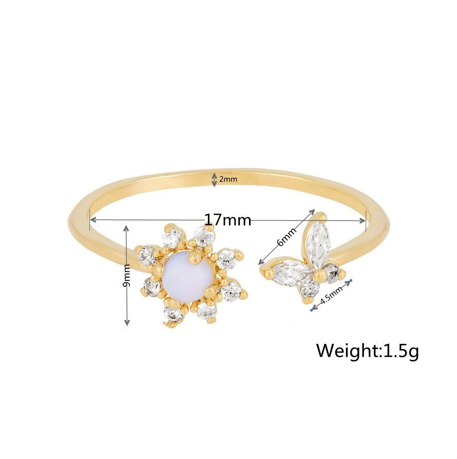 Sakura Butterfly Gold-plated Adjustable Rings-Kawaii Dream