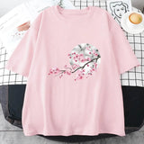 Sakura Cherry Blossom Full Moon Cotton Tee-Kawaii Dream