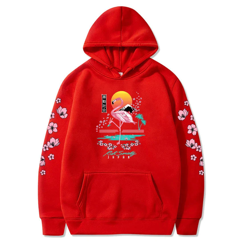 Sakura Flamingo Sunset Unisex Hoodie-Kawaii Dream