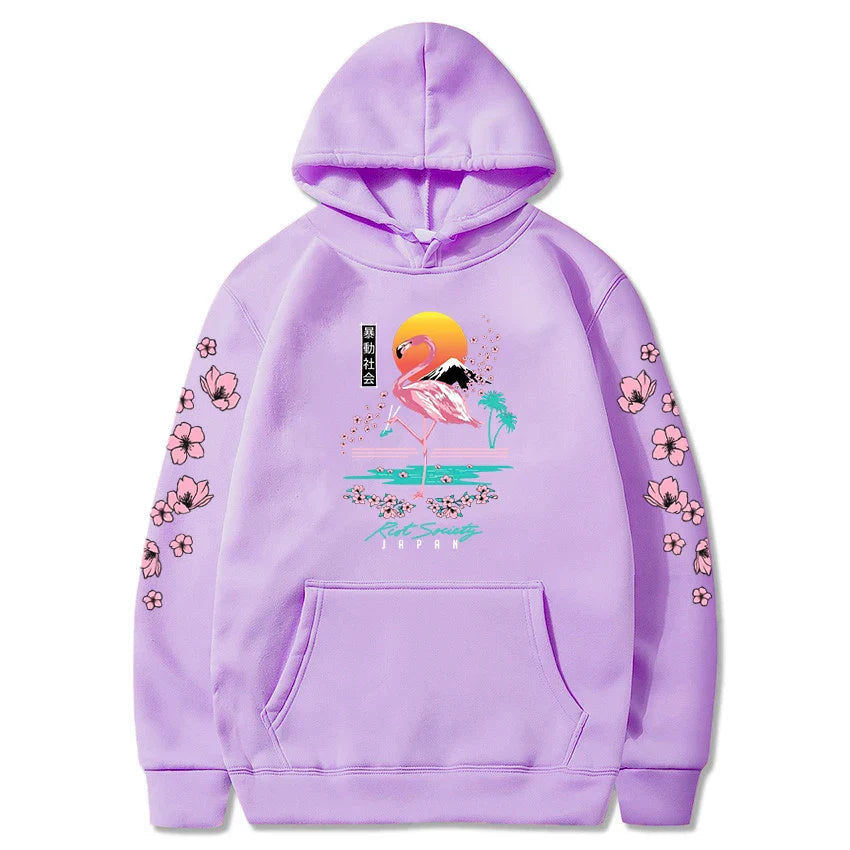 Sakura Flamingo Sunset Unisex Hoodie-Kawaii Dream