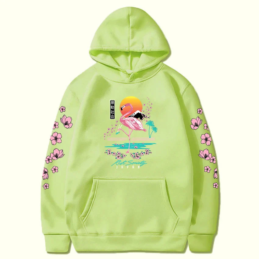 Sakura Flamingo Sunset Unisex Hoodie-Kawaii Dream