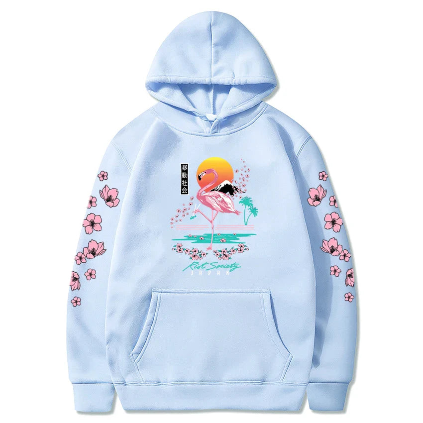 Sakura Flamingo Sunset Unisex Hoodie-Kawaii Dream
