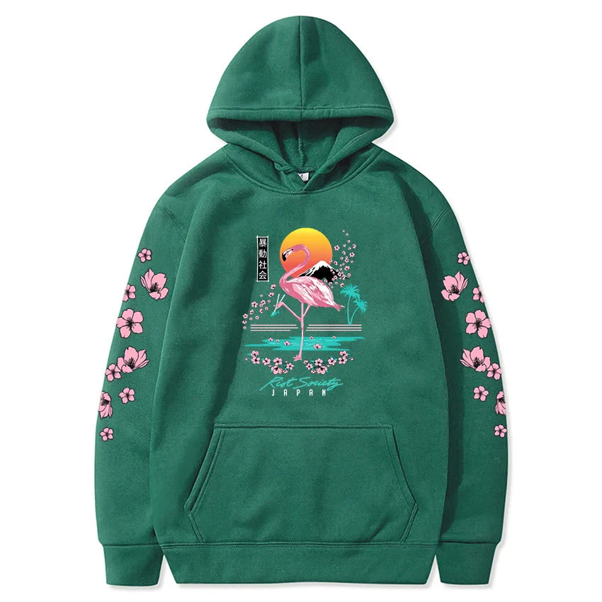Sakura Flamingo Sunset Unisex Hoodie-Kawaii Dream