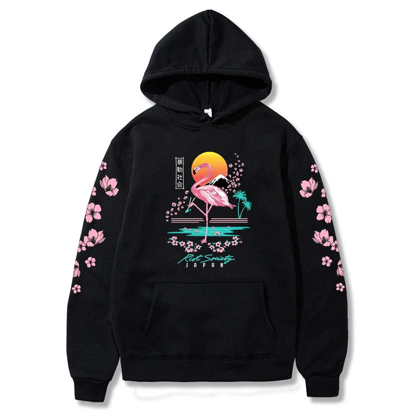 Sakura Flamingo Sunset Unisex Hoodie-Kawaii Dream