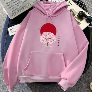 Sakura Tree Blood Red Moon Unisex Hoodie-Kawaii Dream